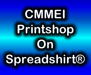 Blue gradient box with CMMEI Printshop On Spreadshirt® in it.