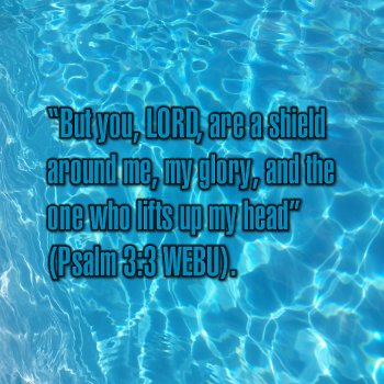 But you, LORD, are a shield around me, my glory, and the one who lifts up my head (Psalm 3:3 WEBU).