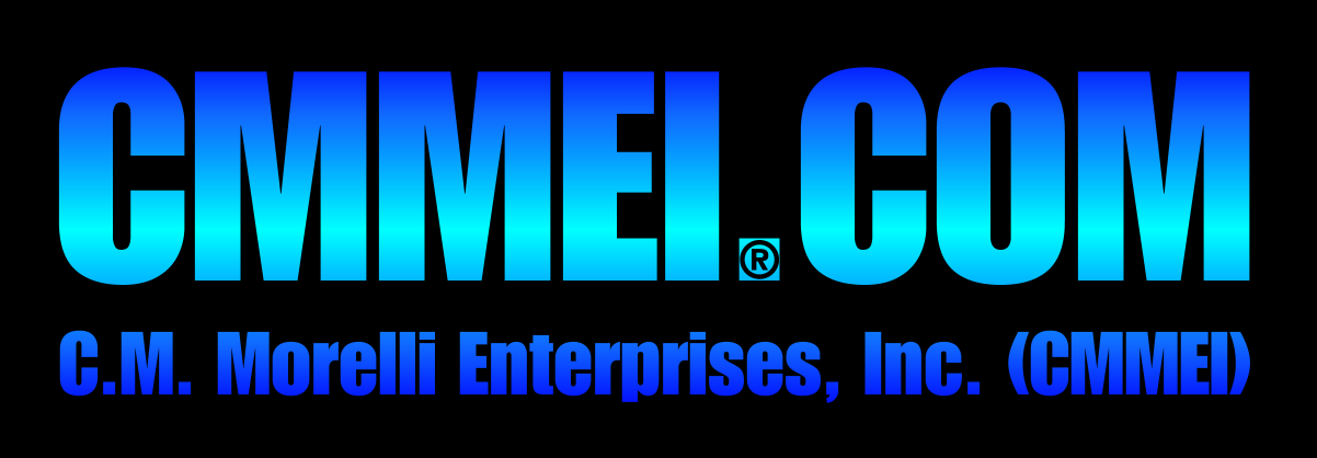 Dark to light blue gradient CMMEI.COM C.M. Morelli Enterprises, Inc. (CMMEI) on black.