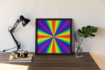 Rainbow Cross picture on a work desk.
