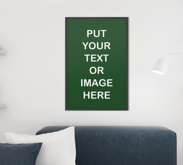 Green Your Text Or Image Here wall art on a white wall.